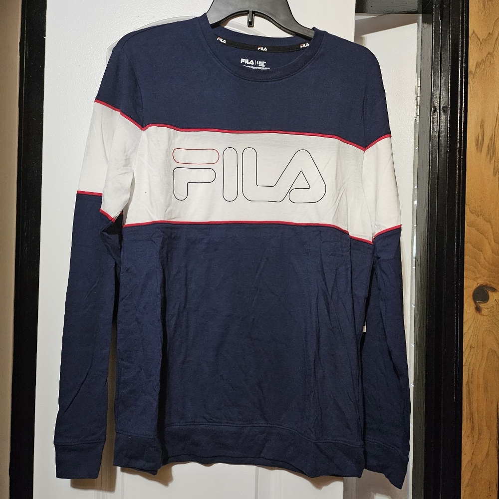 Fila The Essentials Men's Colorblock Logo Front Long Sleeve Tshirt